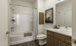 Spacious Bathrooms with Oversized Soaking Tubs and Brushed Nickel Fixtures